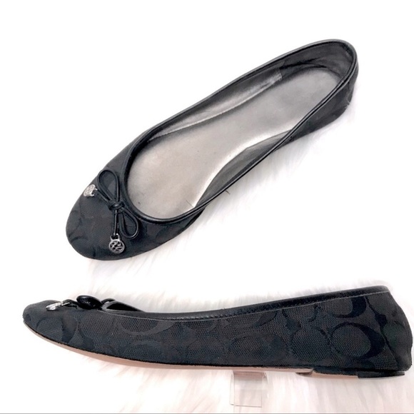 Coach Shoes - Coach "Almira" Black Signature Jacquard Ballet Flats